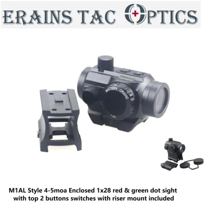 Erains M1al Style 4-5moa Tactical Compact Scope Inclus 1X28 Boutons supérieurs Commutateurs et Riser Mount Inclus Arme Rouge et Vert DOT Sight