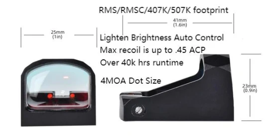 Tasco 4moa concurrent chasse tactique compacte plus de 40 000 heures IC LED Lighten Sensor Reflex Red DOT Weapon Scope Ultimate Hunting Rmsc Footprint Red DOT Sight